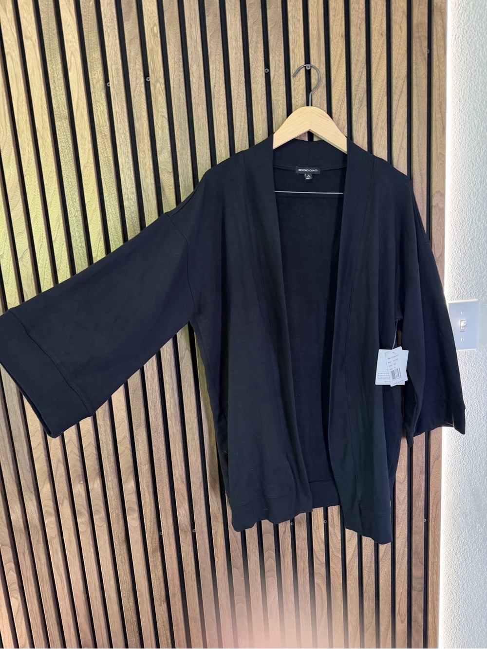 Beyond Yoga Black Open-Front Kimono Cardigan